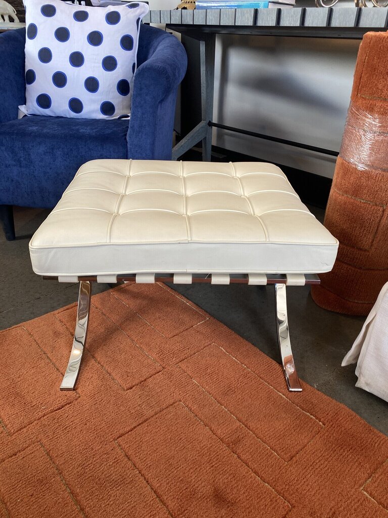 Knoll Barcelona White Leather Ottoman