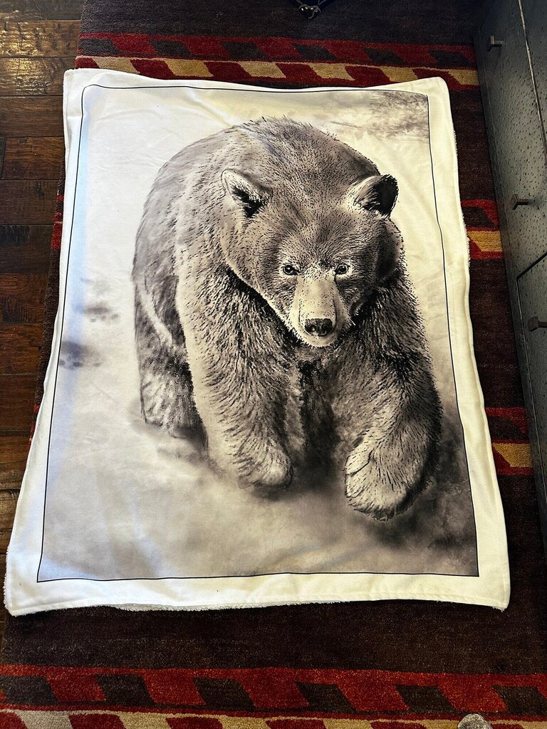 Snowy Bear Fleece Blanket By San