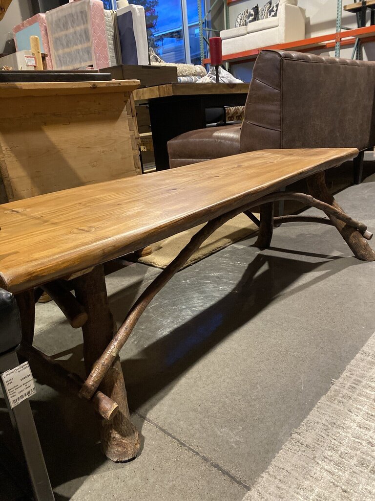Custom Made Cedar Topped Bench With Olive Legs By Larry Berger