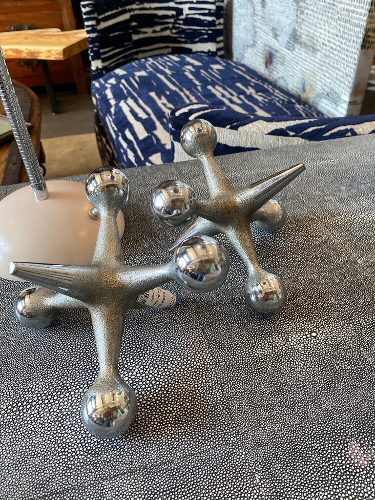 Mid Century Modern Bill Curry Design Line Chrome Jacks Bookends - Set of 2