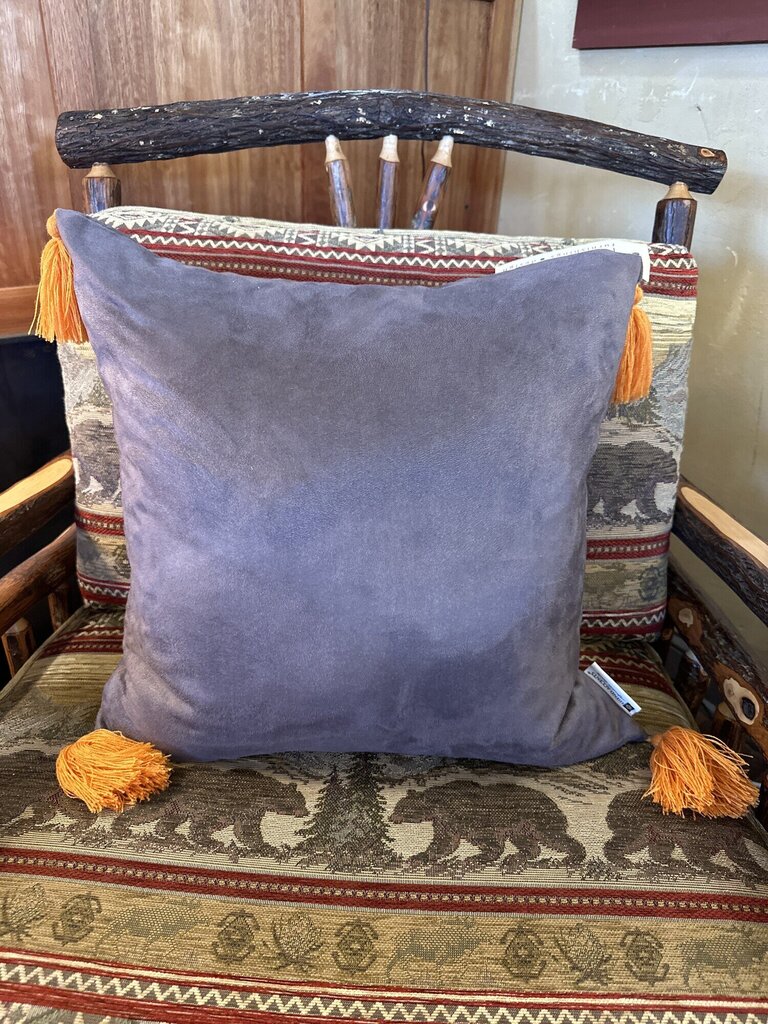 Grey Micro Suede - Orange Tassels