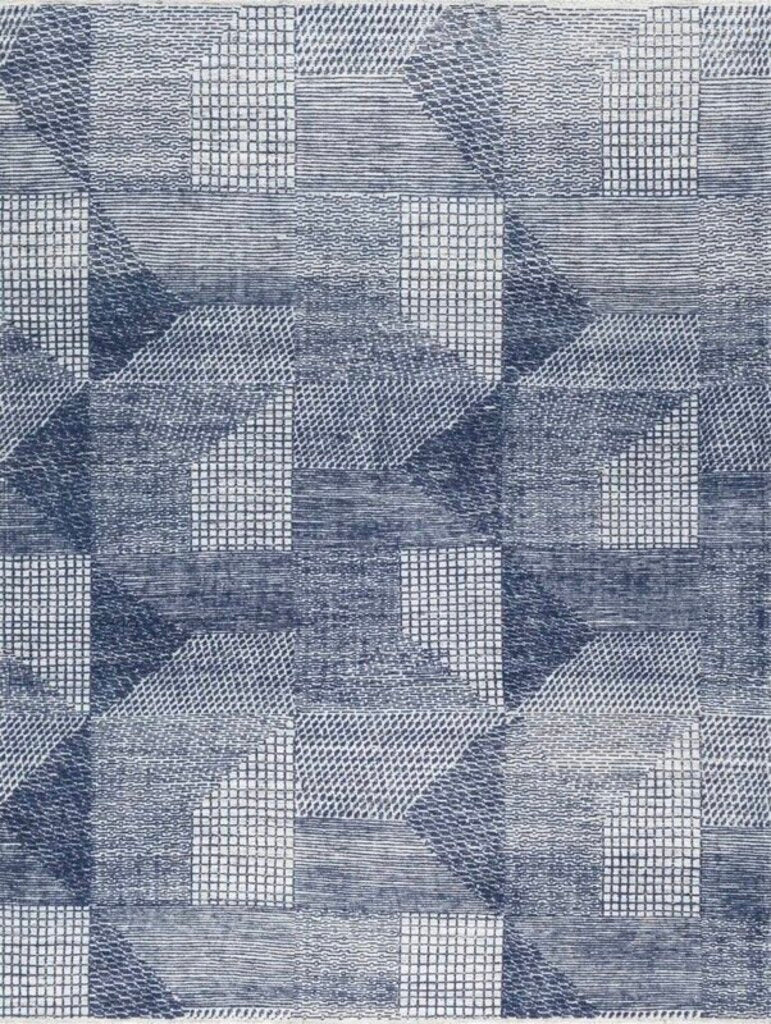 Stark Geometric Wool Navy Area Rug