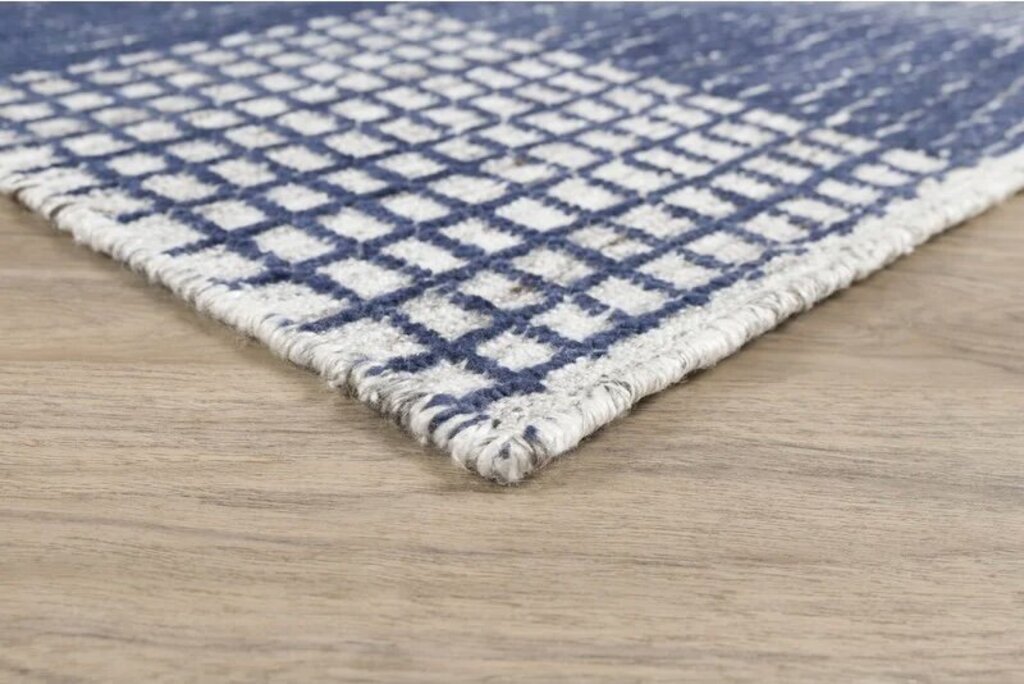 Stark Geometric Wool Navy Area Rug