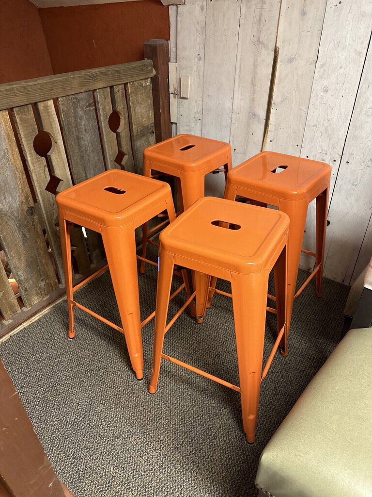 Orange Metal Counter Stool - Set of 2