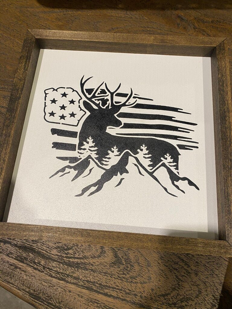 Framed Patriotic Stag