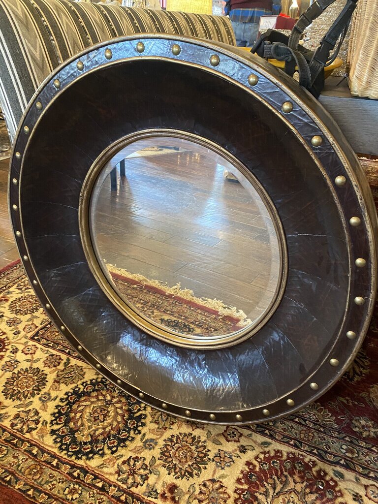 Leather Round Mirror
