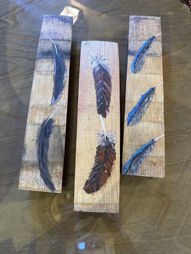 Barrel Stave Feather Art - Set of 3