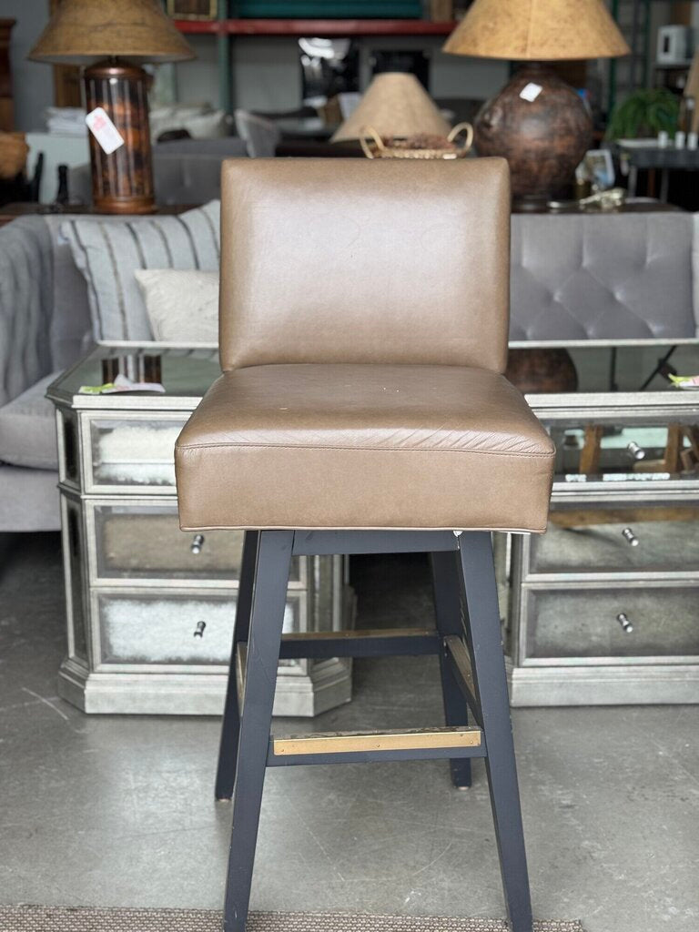 Lee Industries Casual Dining Leather Swivel Bar Stools, Set Of 4