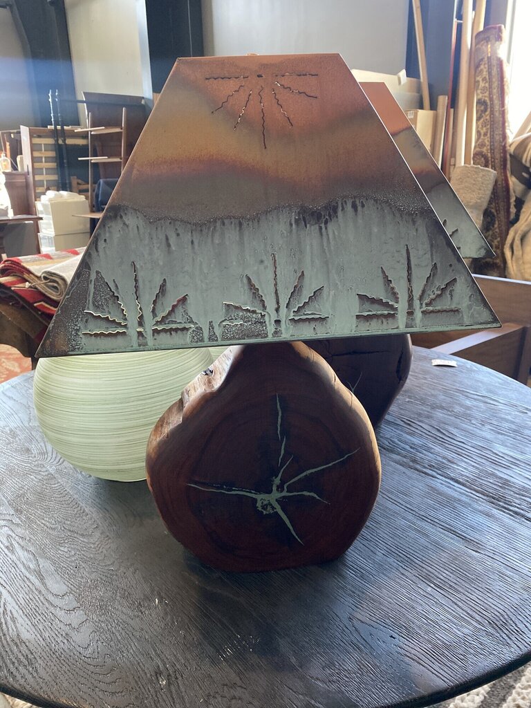 Mesquite Wood Base With Copper Shade