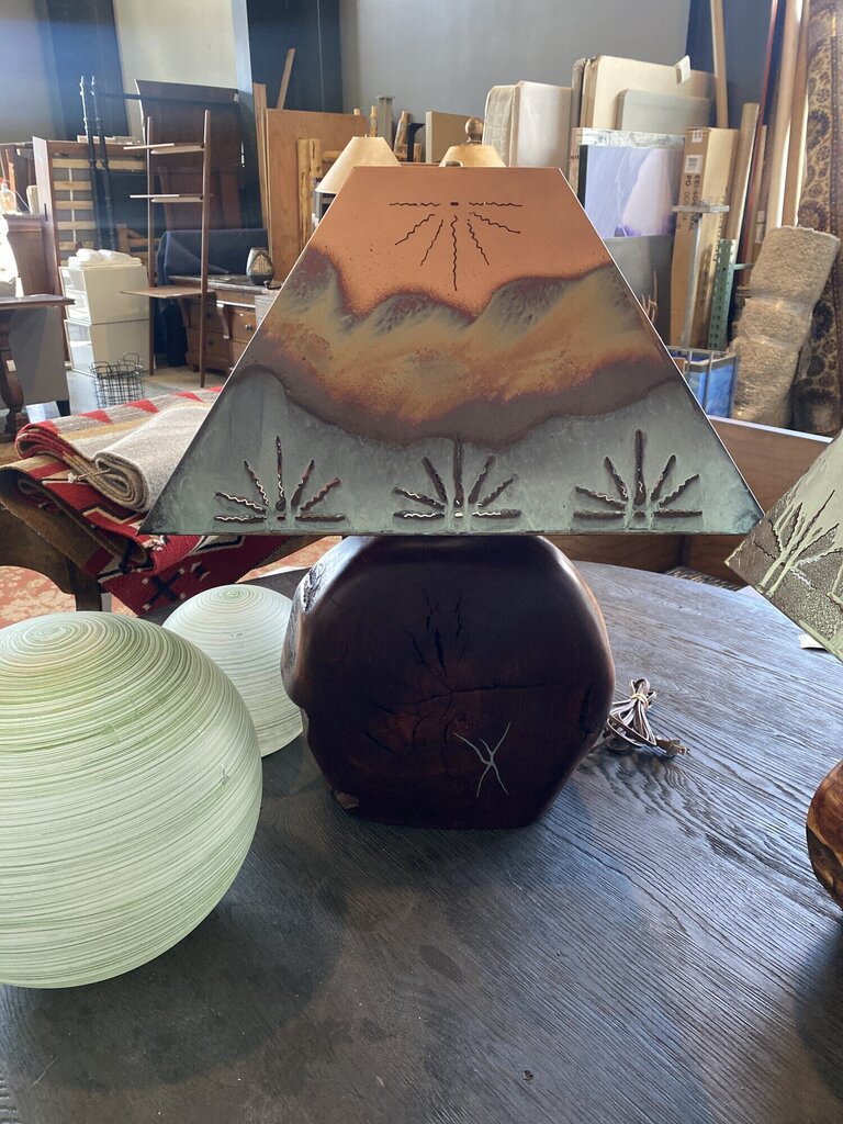 Mesquite Wood Base With Copper Shade