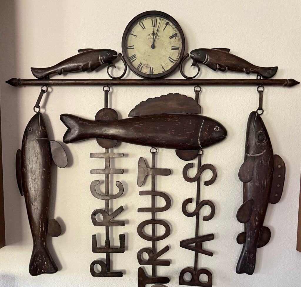 Clock With Fish Wall Decor