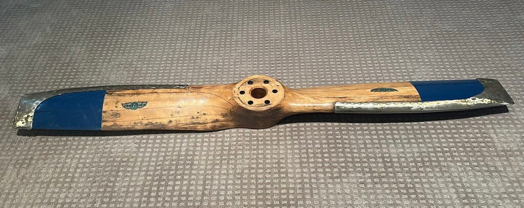 Vintage Sensenich Airboat Propeller With Hammered Brass Guards and Decals