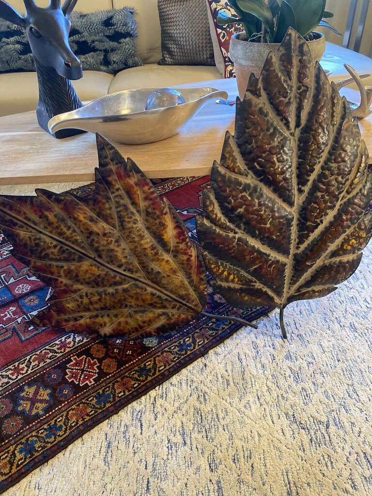 Metal Leaves Wall Decor - Set Of 2