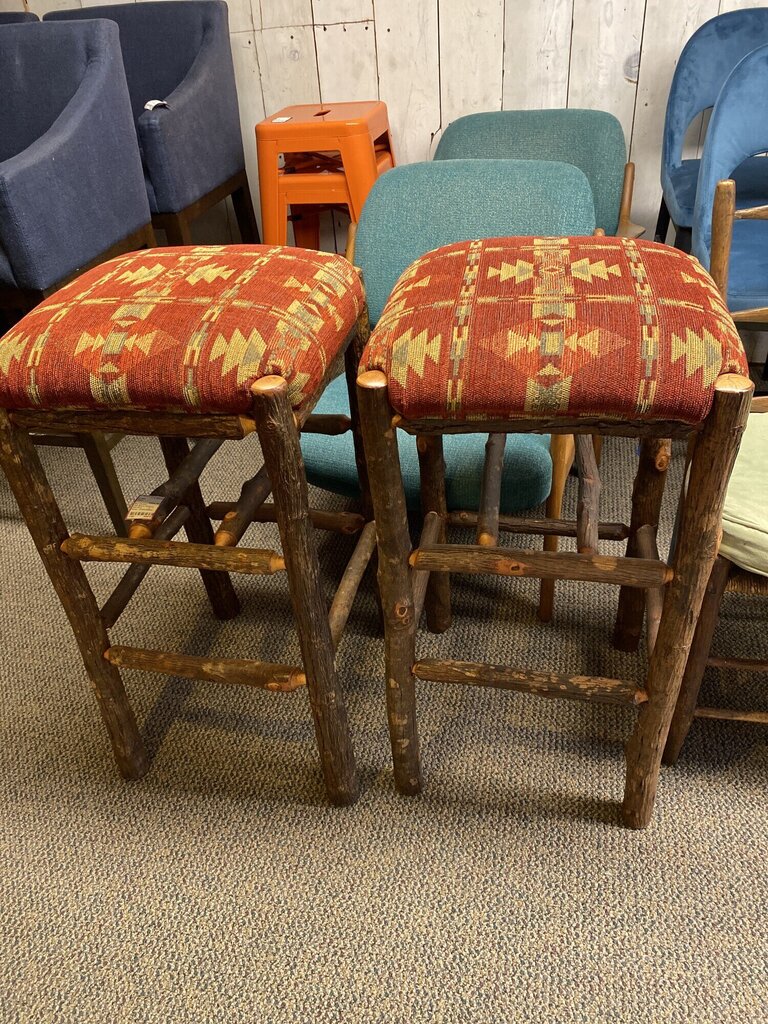 Flat Rock Hickory Bar Stools - Set Of 2