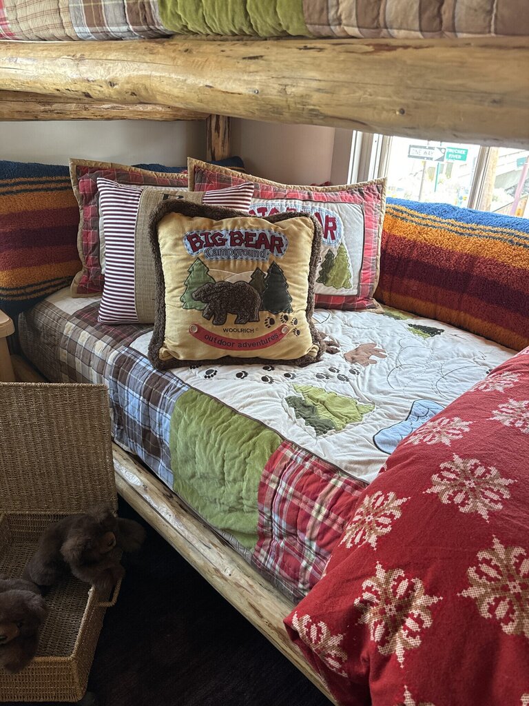Queen Big Bear Campground bedspread and shams