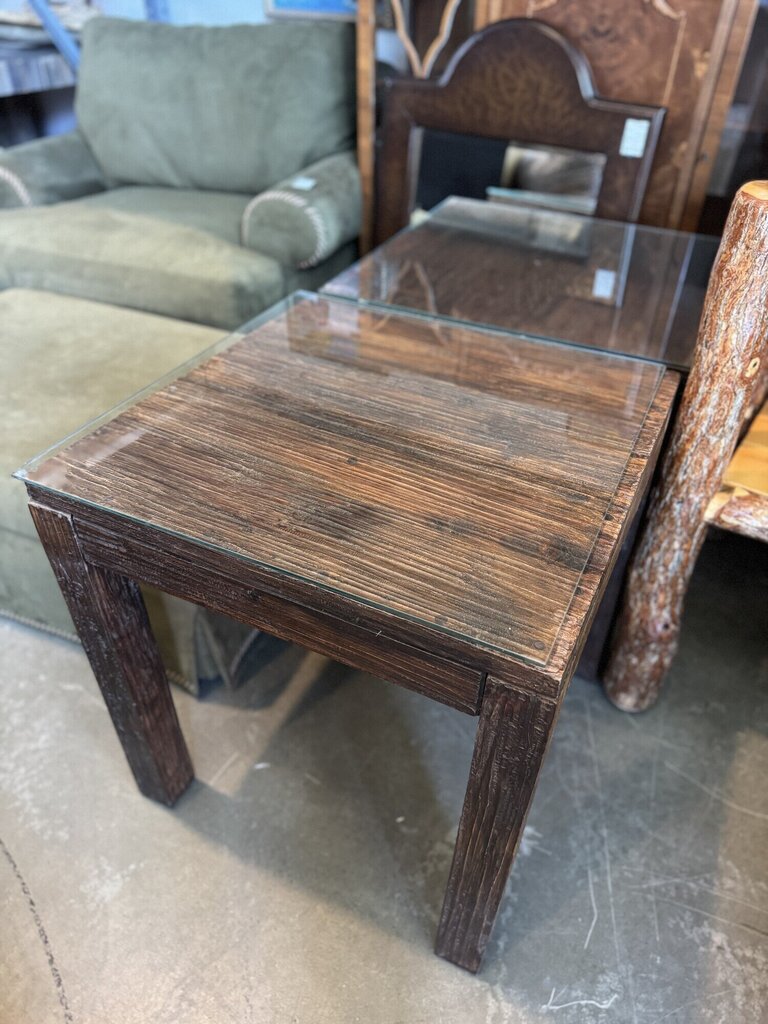 Rustic Wood Side Table With Optional Glass Top