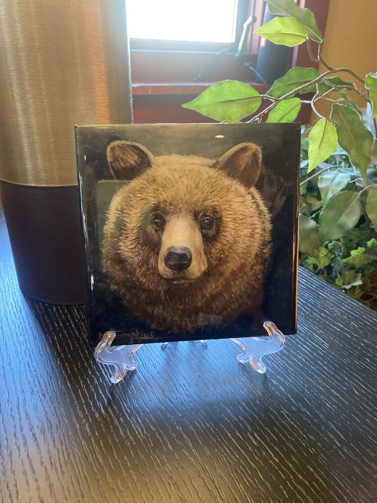 Bear Tile With Stand By Mark Tompkins