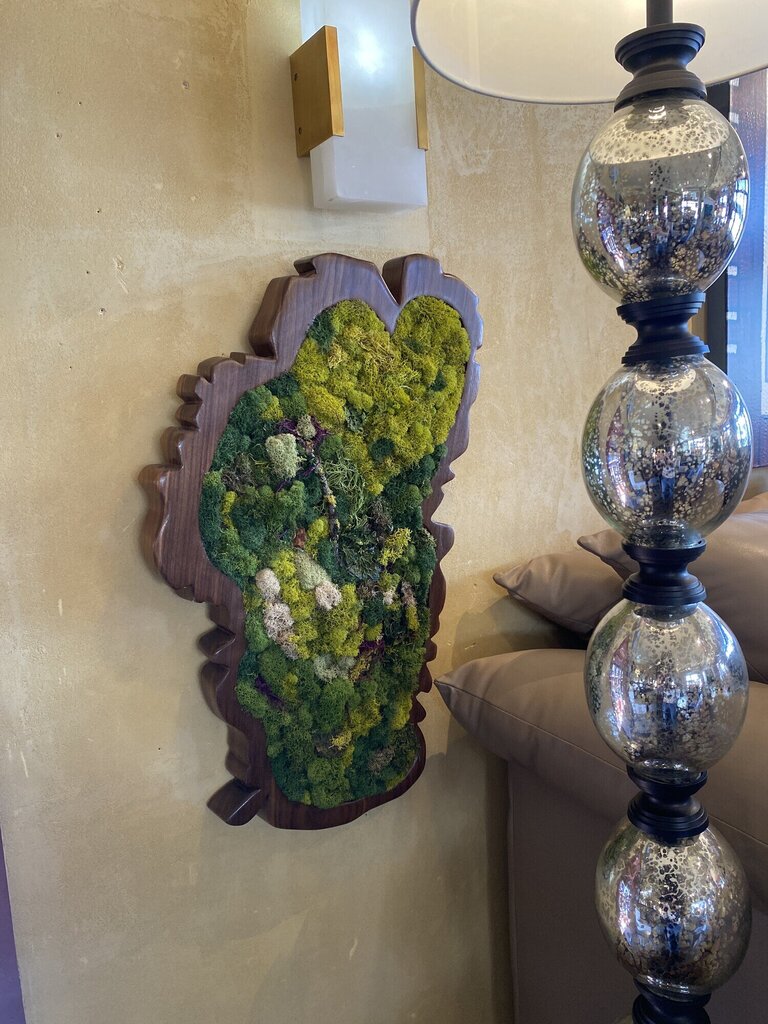 Lake Tahoe Moss Wall Art In Walnut Wood By Rustic Incline