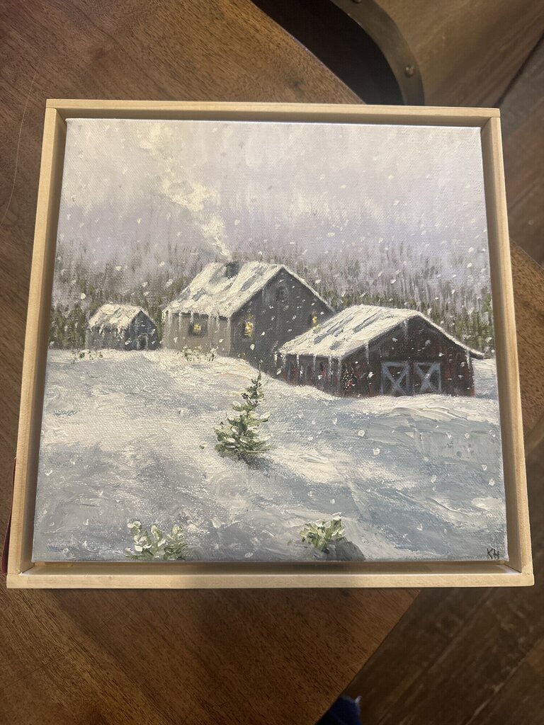 Winter Cabin by Local Artist Kirsten Hagen - Oil on Canvas