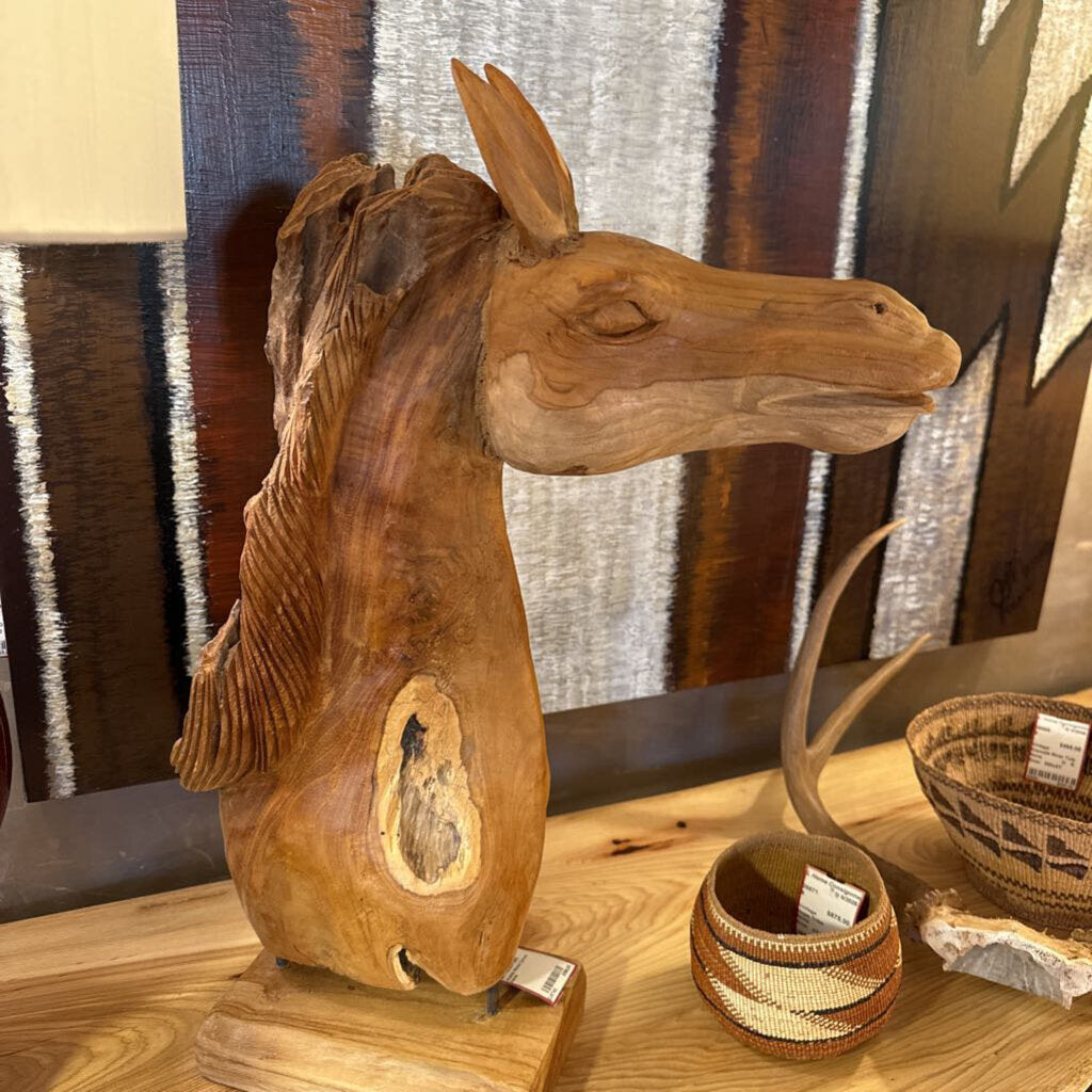 Acacia Wood Carved Horse