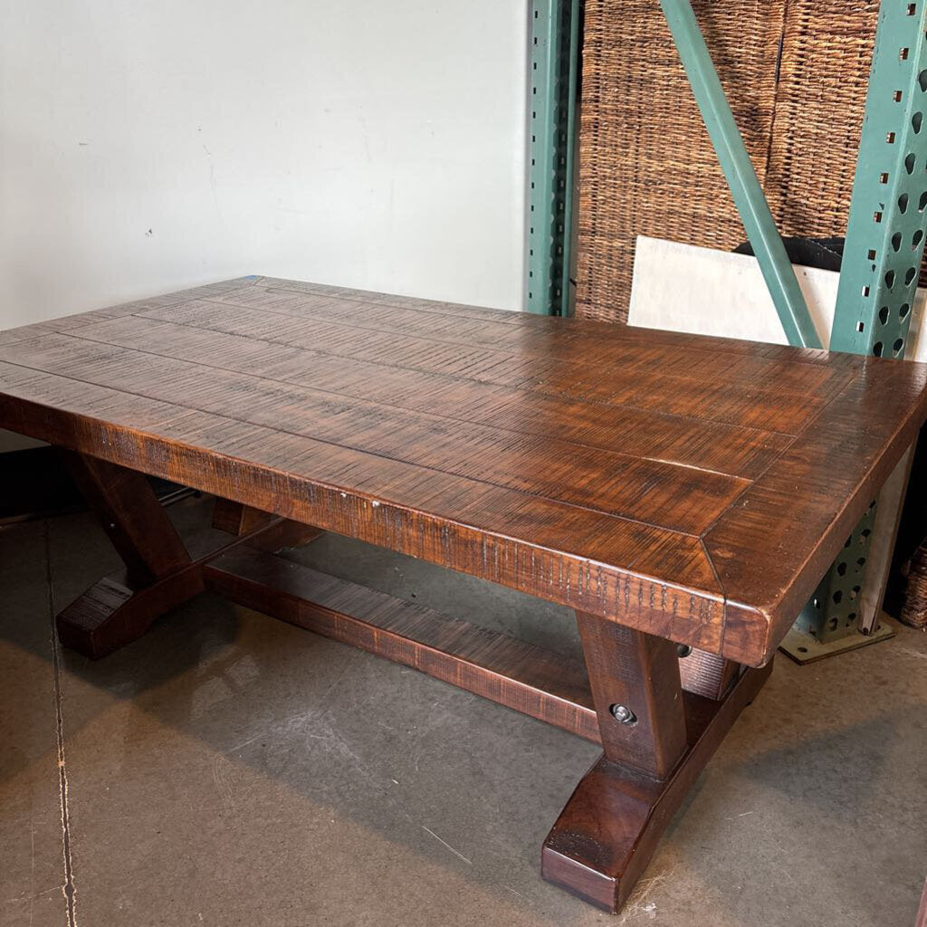 Rustic Trestle Base Coffee Table