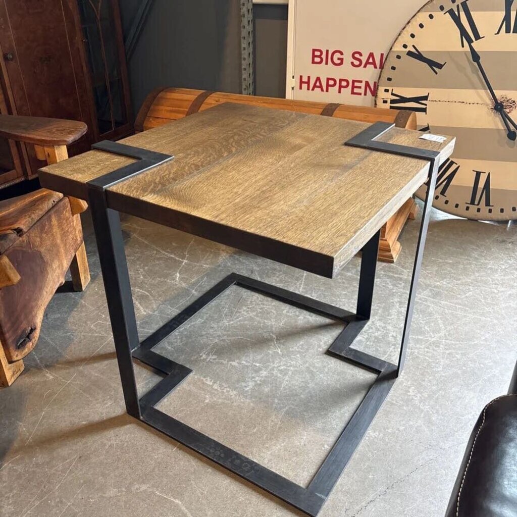 Modern Wood and Metal Side Table