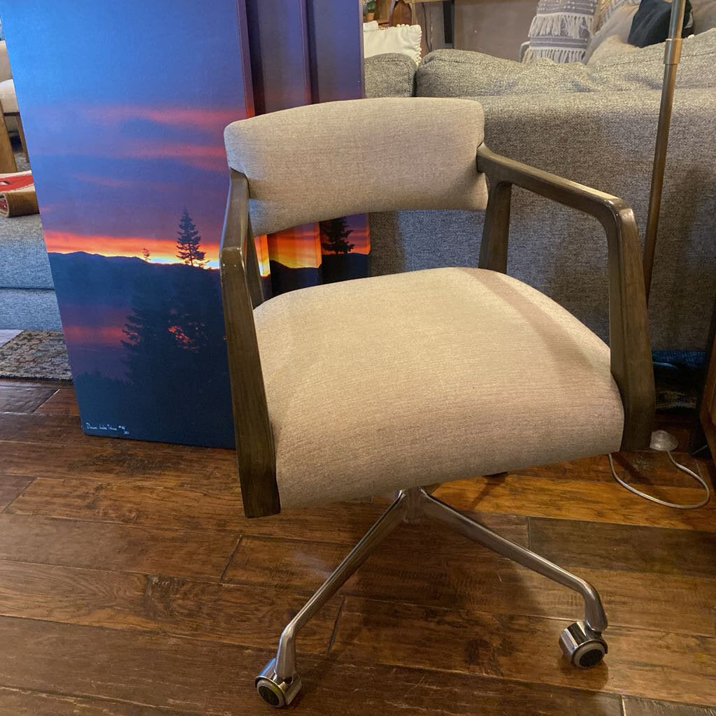 Grey upholstered desk chair