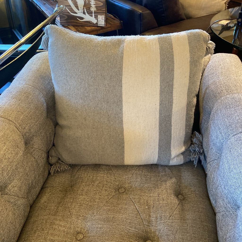 Gray and White Stripe Pillow