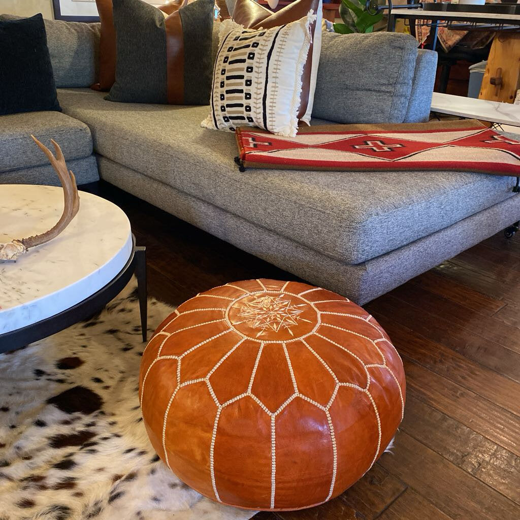 Moroccan Leather Pouf