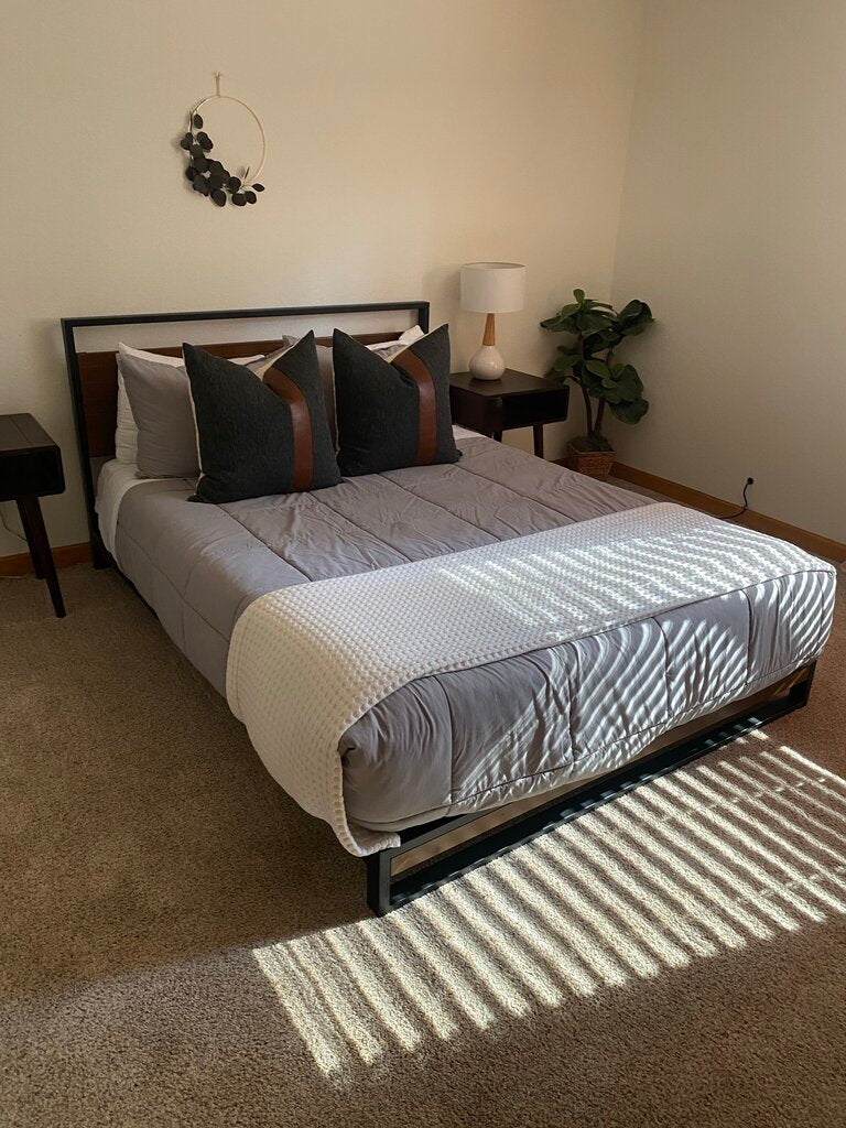 Industrial Wood and Metal Queen Bed