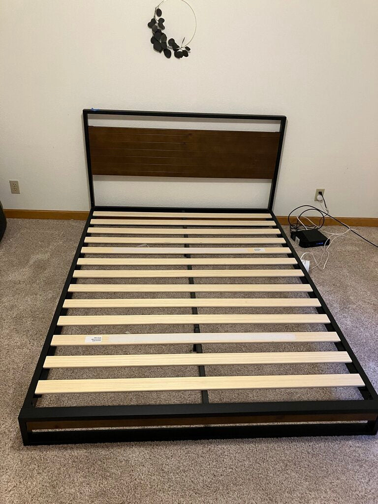 Industrial Wood and Metal Queen Bed
