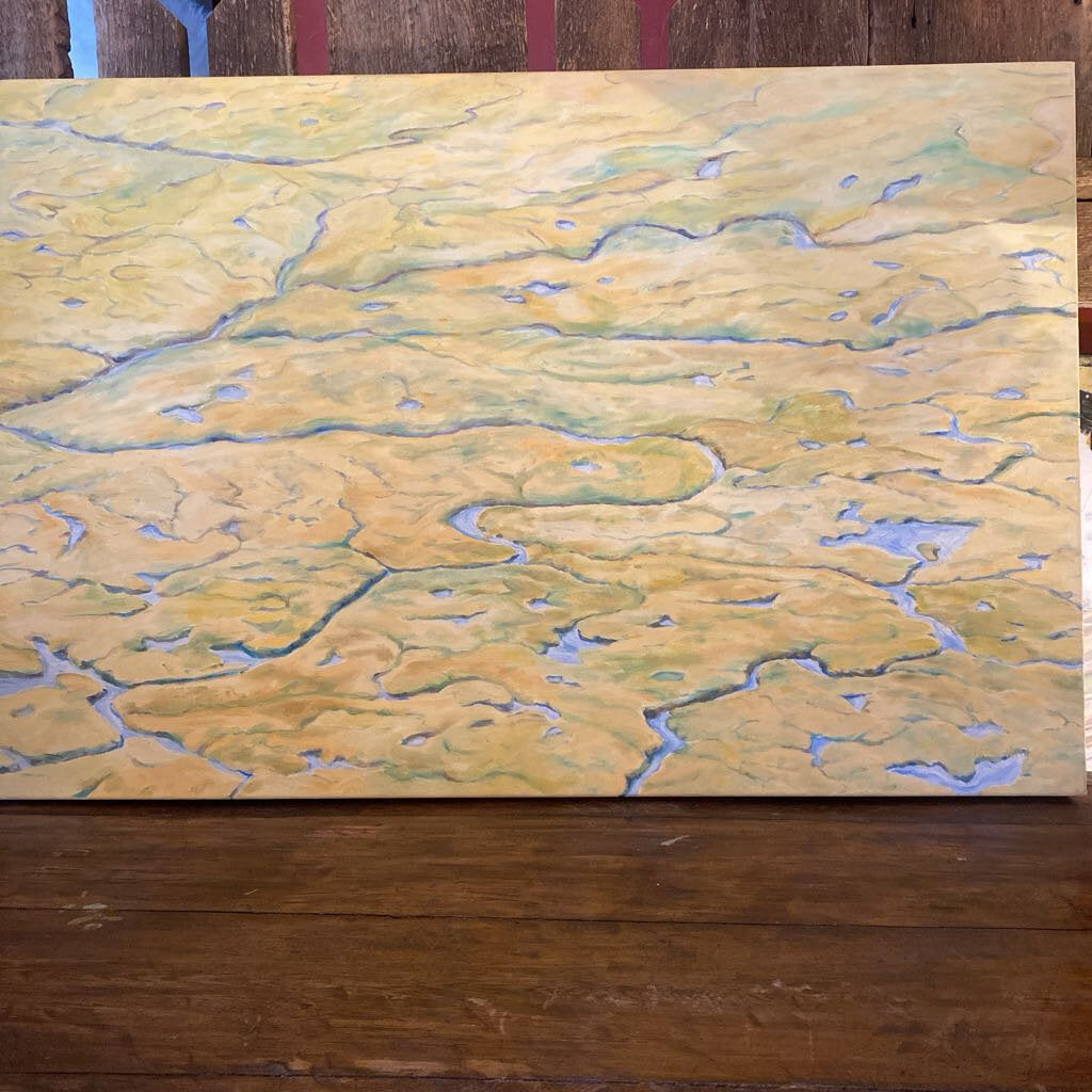 California Valley Marshland Aerial By Rise Krag - Oil On Canvas