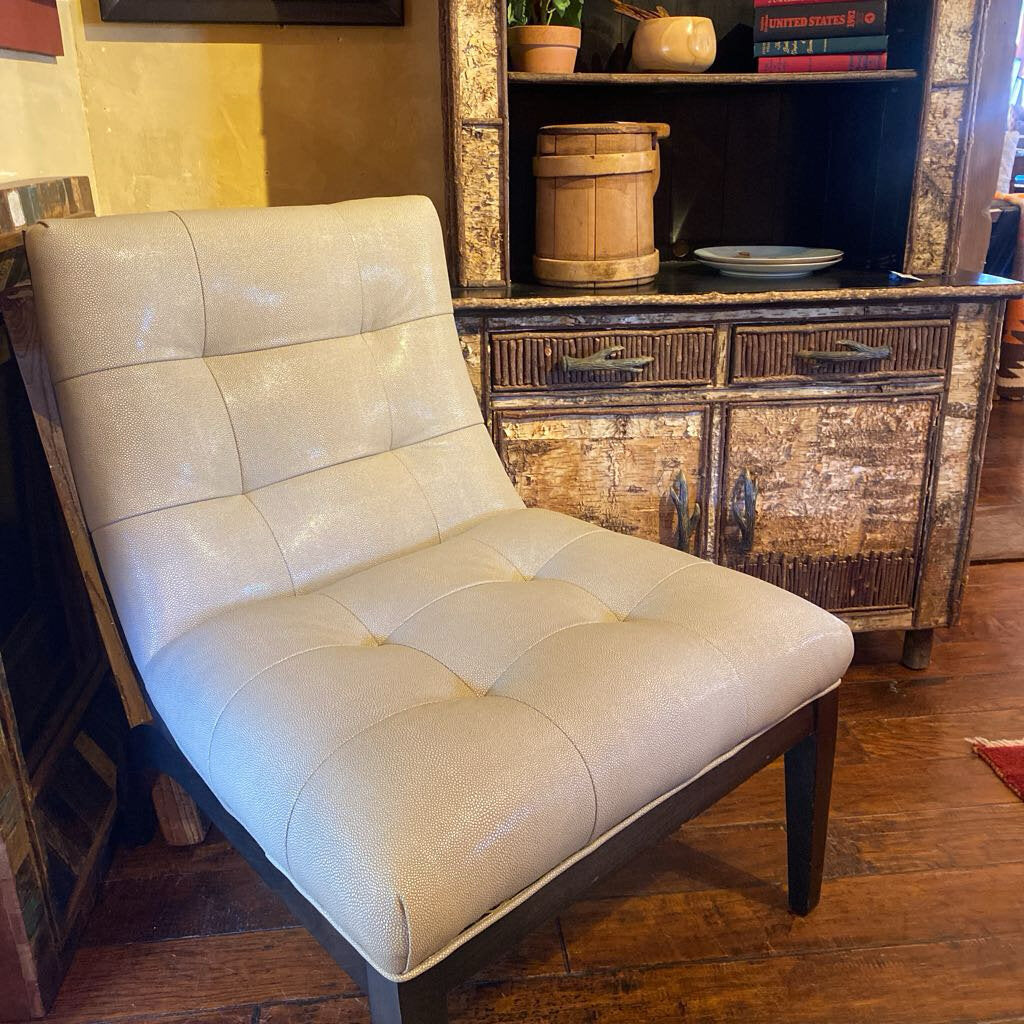 White Faux Leather Slipper Chair