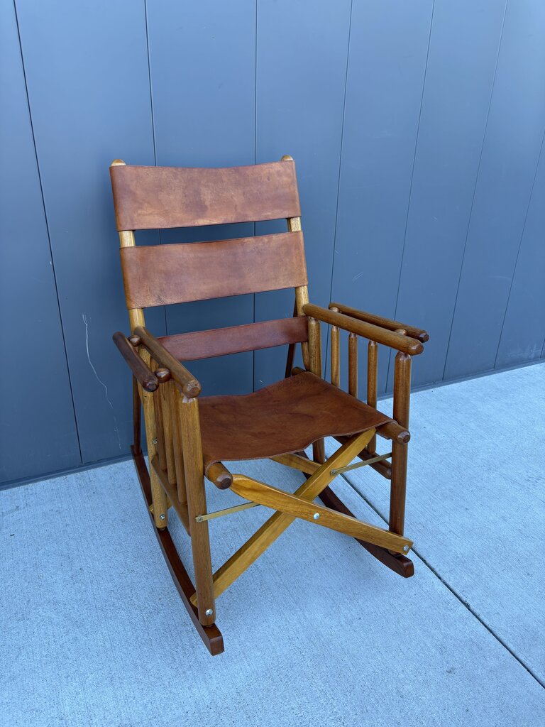 Folding Leather Rocking Chair
