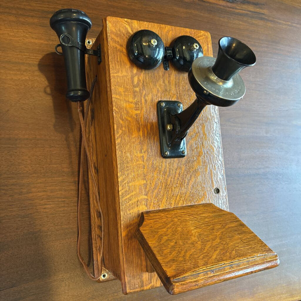 Antique Solid Oak Wall Phone