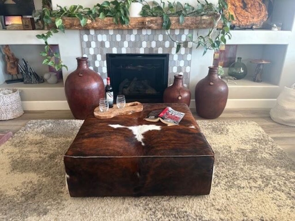 Hair On Hide Ottoman Or Coffee Table