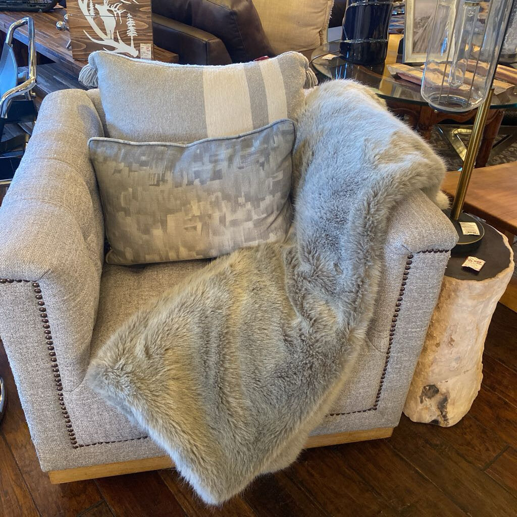 Restoration Hardware Gray Faux Fur Blanket