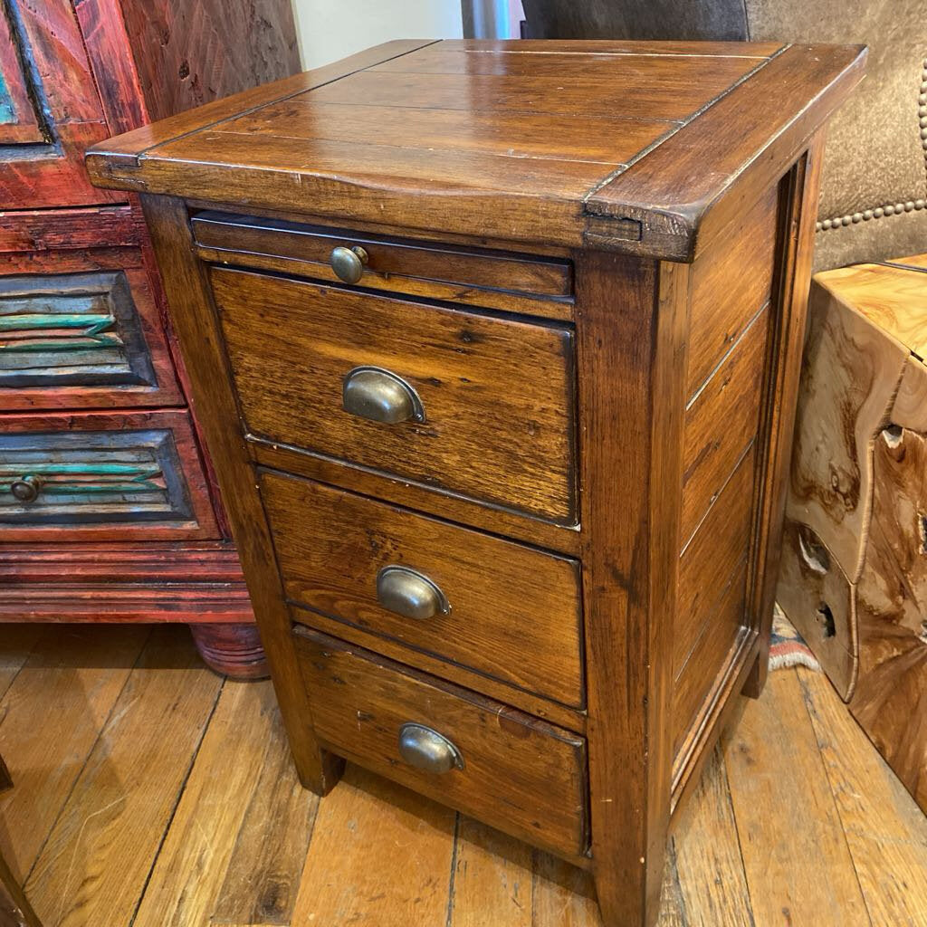 Rustic Three Drawer Nightstand