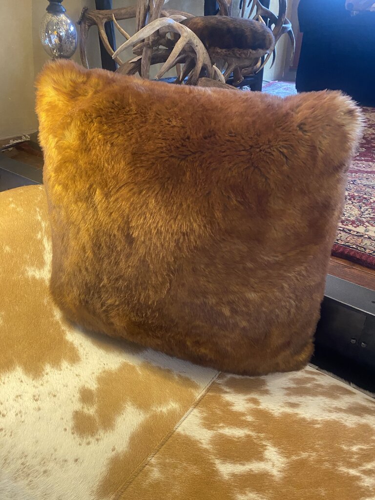 Rust Colored Faux Fur Pillow