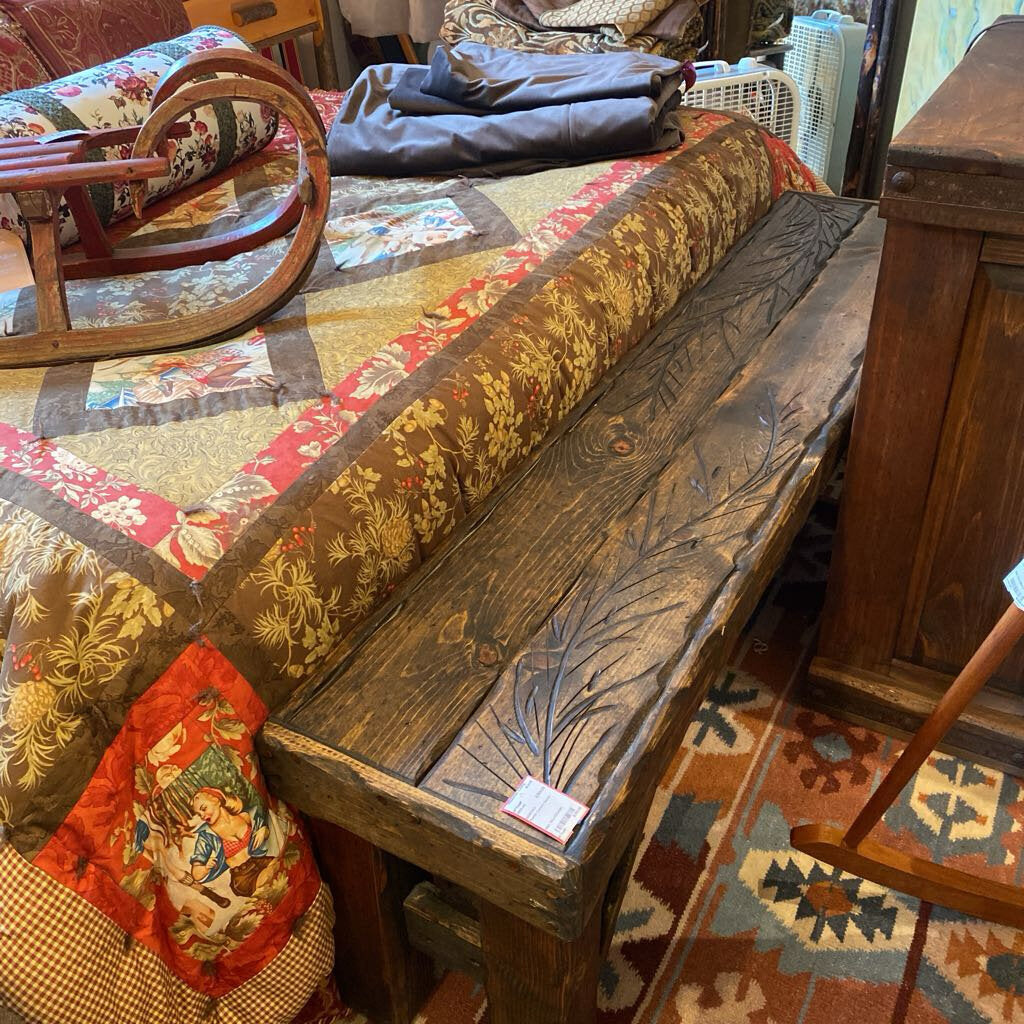 Rustic Carved Bench