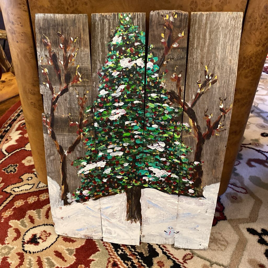 Hand Painted Tree On Barrel Staves
