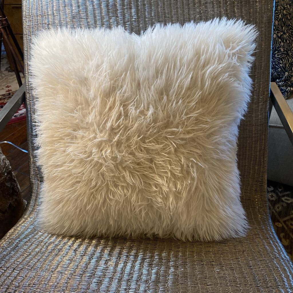White Faux Fur Pillow