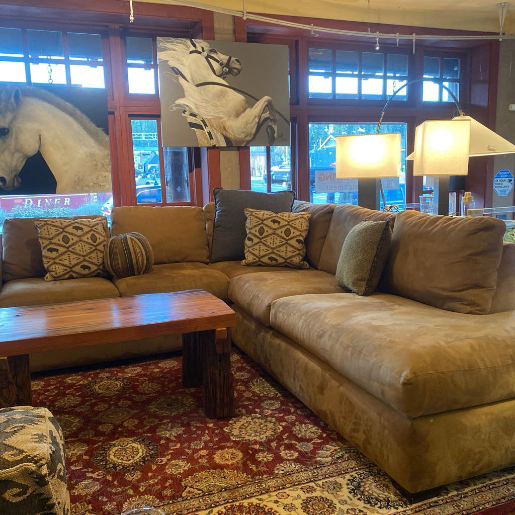 Rene Cazeres Microsuede Two Piece Sectional