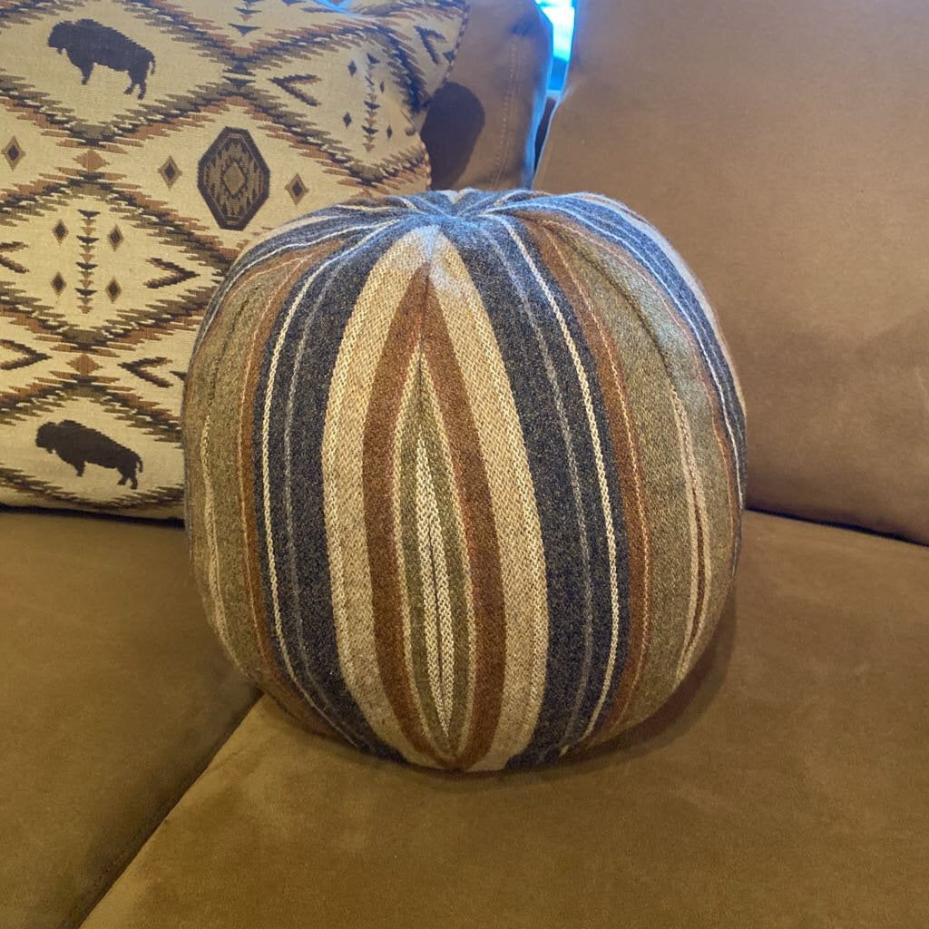 Round Striped Wool Pillow