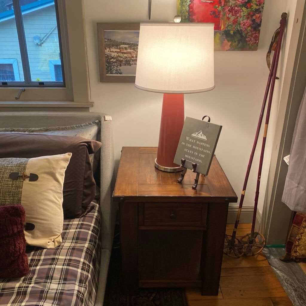 One Drawer Wood Nightstand - Set Of 2