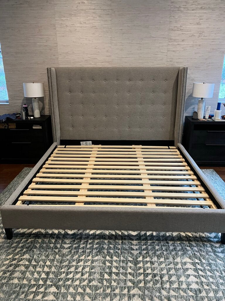 King Upholstered Wingback Bed