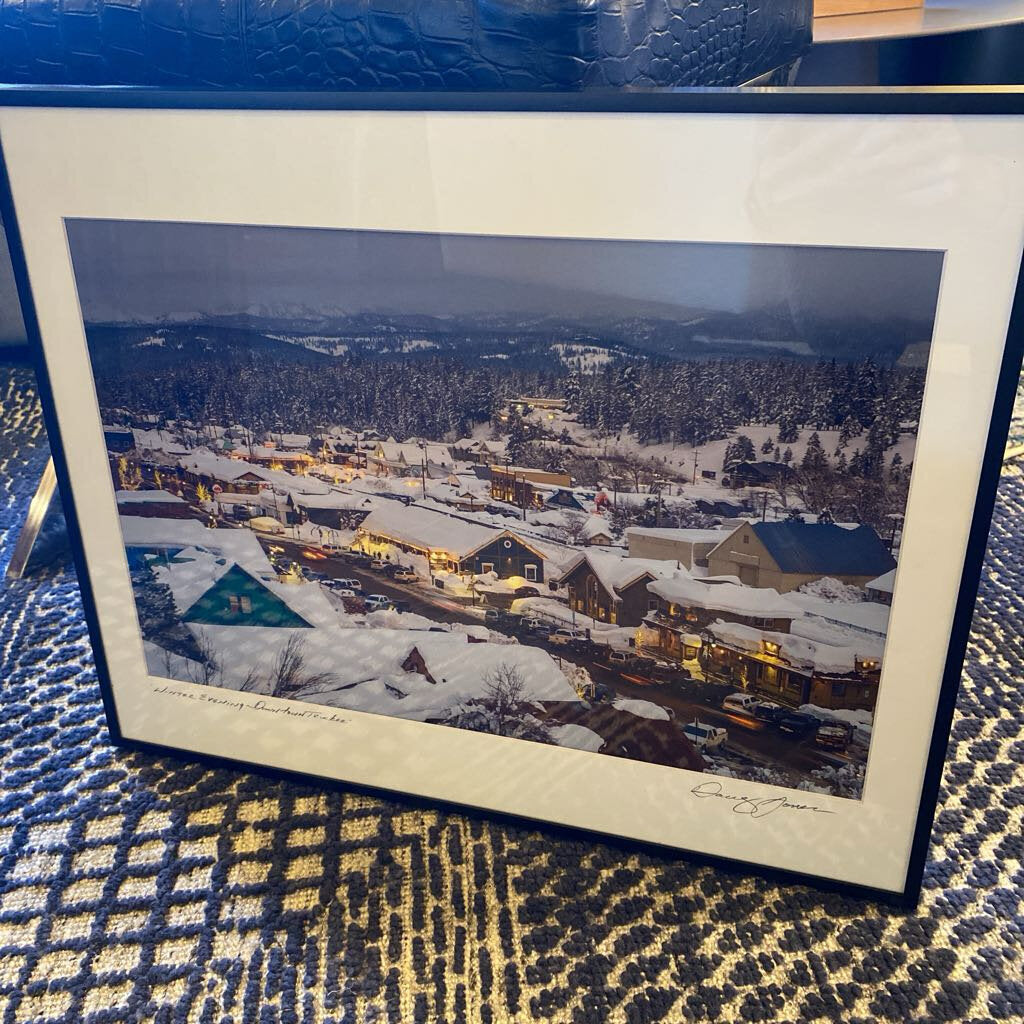 Winter Evening Downtown Truckee - Signed Photo