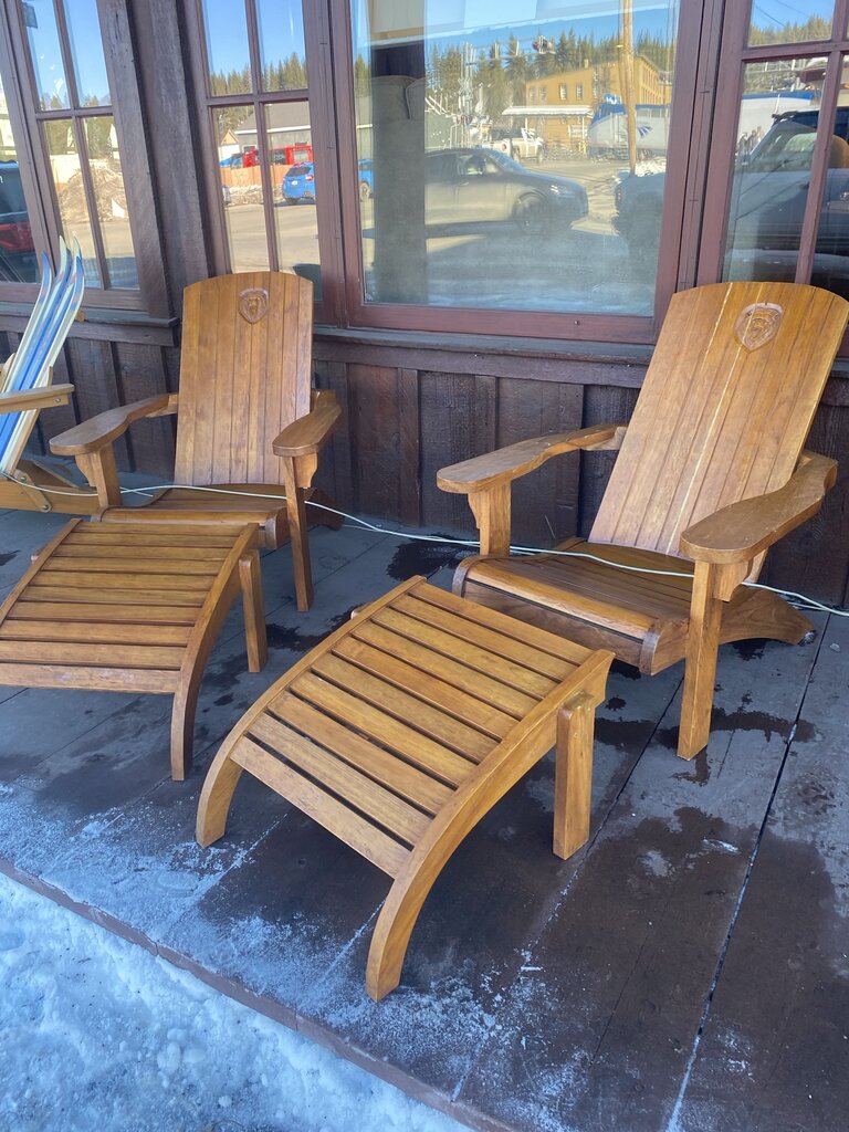 Teak Adirondack Chair And Ottoman - Set Of 2