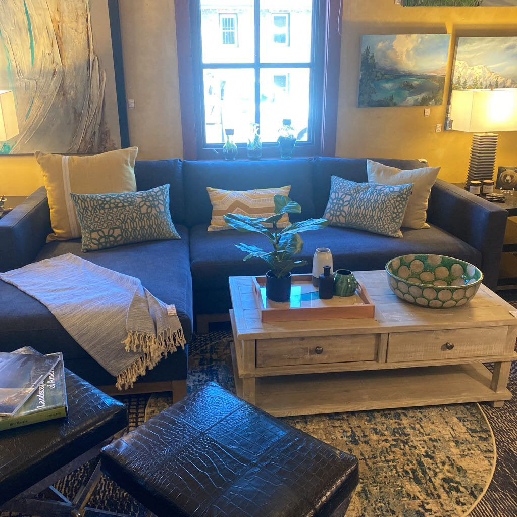 Pottery Barn Jake Seadrift Wood Base Chaise Sectional