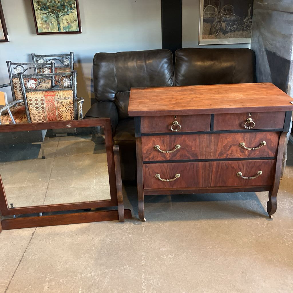 1939 Waterfall Style Leaded Dresser w/ mirror